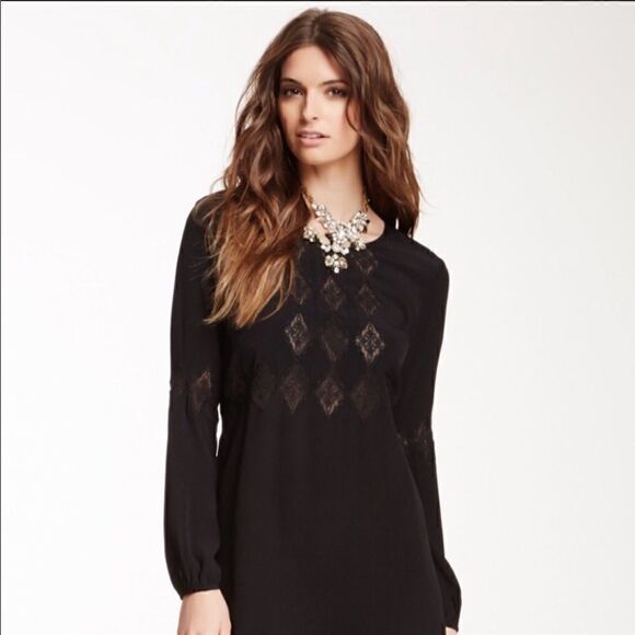 Astr embroidered crepe silk blend shift dress sz m - Picture 3 of 8